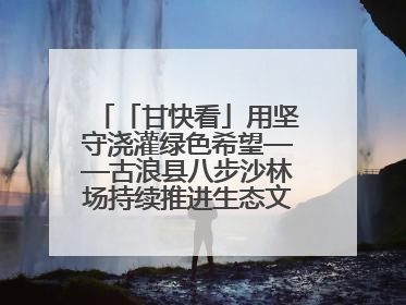 「甘快看」用坚守浇灌绿色希望——古浪县八步沙林场持续推进生态文明建设见闻