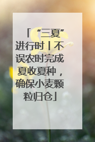 “三夏”进行时丨不误农时完成夏收夏种，确保小麦颗粒归仓