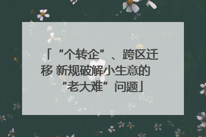 “个转企”、跨区迁移 新规破解小生意的“老大难”问题