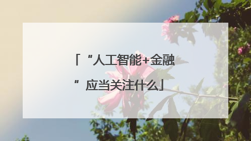 “人工智能+金融”应当关注什么