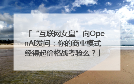 “互联网女皇”向OpenAI发问：你的商业模式经得起价格战考验么？