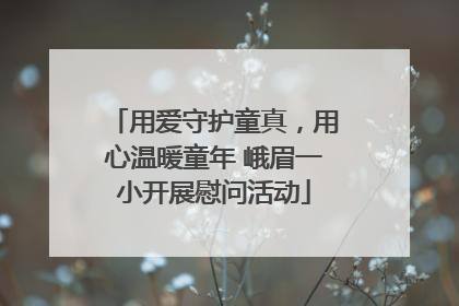 用爱守护童真，用心温暖童年 峨眉一小开展慰问活动