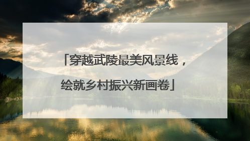 穿越武陵最美风景线，绘就乡村振兴新画卷