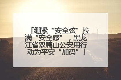 绷紧“安全弦”拉满“安全感”，黑龙江省双鸭山公安用行动为平安“加码”
