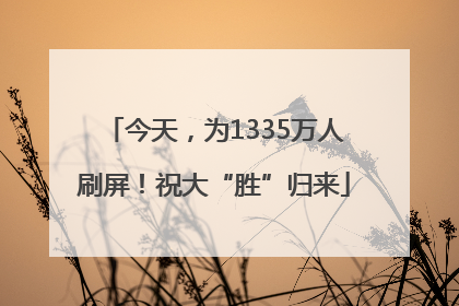 今天，为1335万人刷屏！祝大“胜”归来