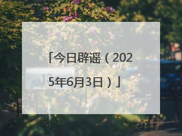 今日辟谣（2025年6月3日）
