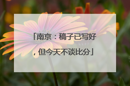 南京：稿子已写好，但今天不谈比分