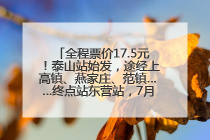 全程票价17.5元！泰山站始发，途经上高镇、燕家庄、范镇……终点站东营站，7月1日开通！