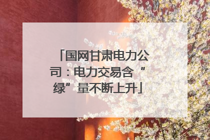 国网甘肃电力公司：电力交易含“绿”量不断上升