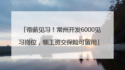带薪见习！常州开发6000见习岗位，领工资交保险可留用