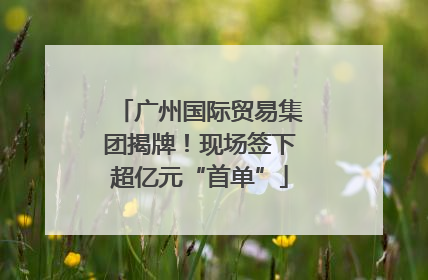 广州国际贸易集团揭牌！现场签下超亿元“首单”