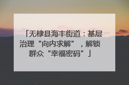 无棣县海丰街道：基层治理“向内求解”，解锁群众“幸福密码”