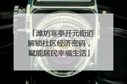 潍坊寒亭开元街道解锁社区经济密码，赋能居民幸福生活