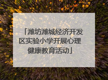 潍坊潍城经济开发区实验小学开展心理健康教育活动
