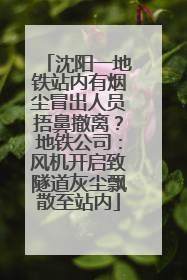沈阳一地铁站内有烟尘冒出人员捂鼻撤离？地铁公司：风机开启致隧道灰尘飘散至站内