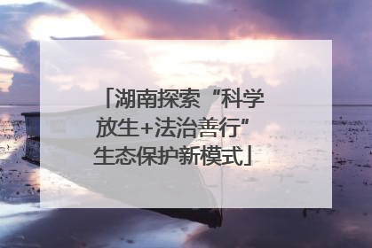 湖南探索“科学放生+法治善行”生态保护新模式