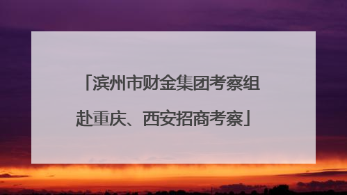 滨州市财金集团考察组赴重庆、西安招商考察