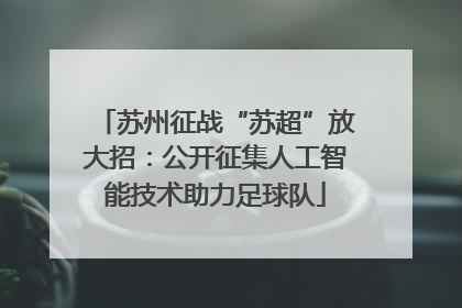 苏州征战“苏超”放大招：公开征集人工智能技术助力足球队