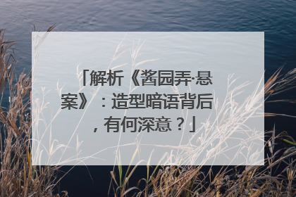 解析《酱园弄·悬案》：造型暗语背后，有何深意？