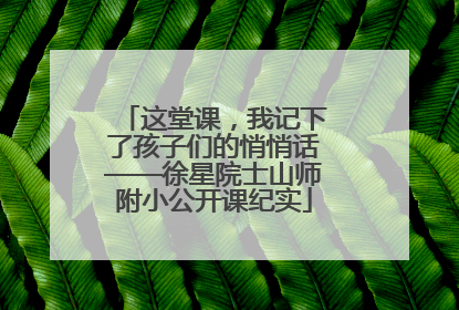 这堂课，我记下了孩子们的悄悄话——徐星院士山师附小公开课纪实